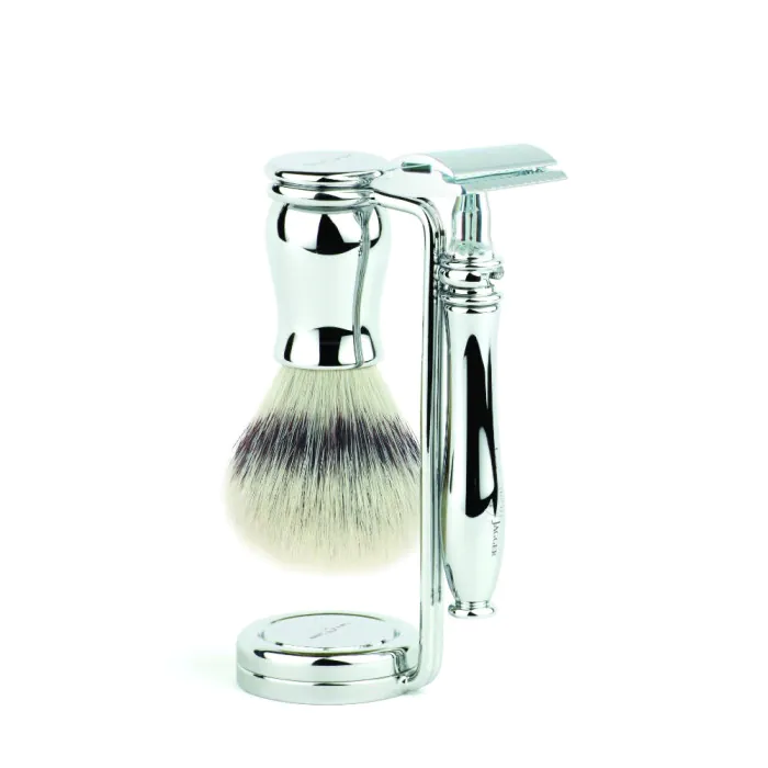 Edwin Jagger Chatsworth Double Edge Safety Razor Shaving Set – Chrome 3-Piece