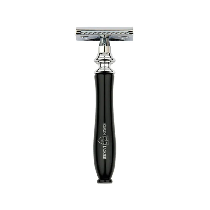 Edwin Jagger Chatsworth Imitation Ebony DE Safety Razor & Feather Blades (Closed Comb)