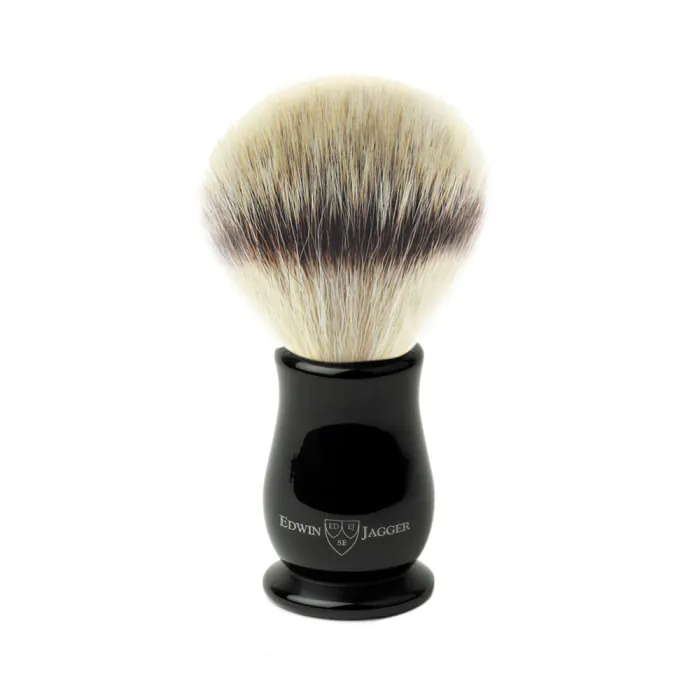 Edwin Jagger Chatsworth Imitation Ebony Shaving Brush (Synthetic Silver Tip)