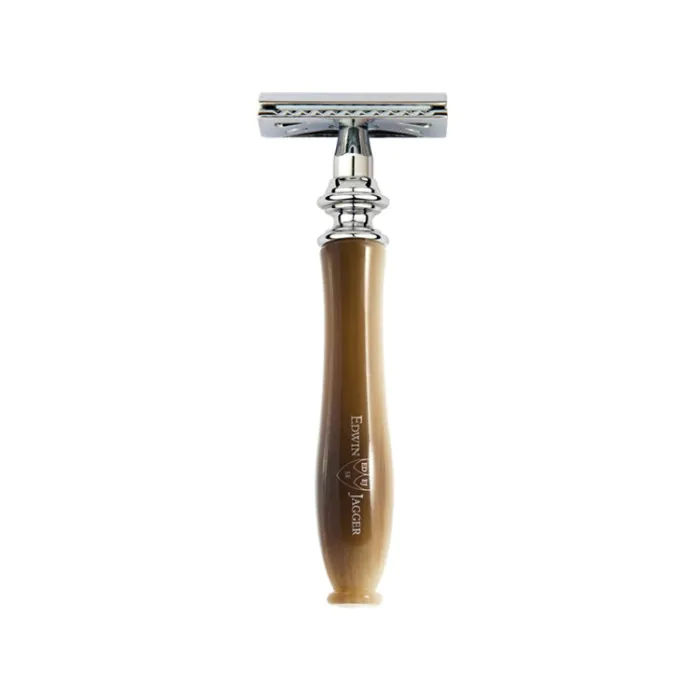Edwin Jagger Chatsworth Imitation Horn DE Safety Razor & Feather Blades (Closed Comb)