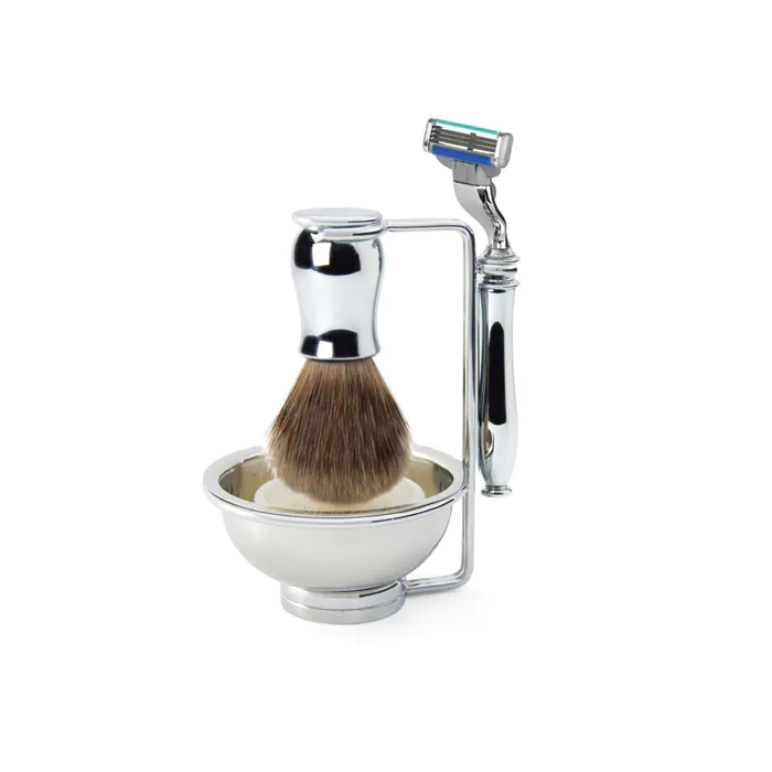 Edwin Jagger Chrome Double Wire Razor Brush & Bowl Stand