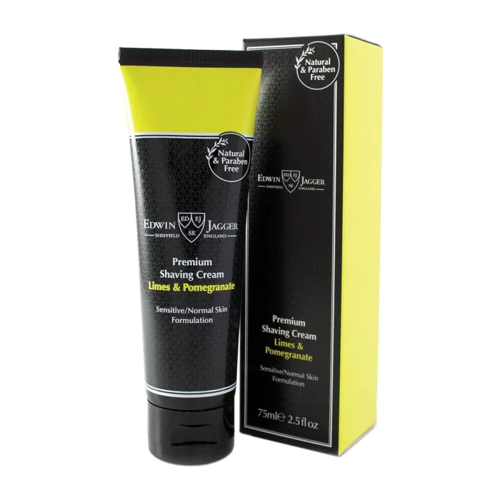 Edwin Jagger DE86 Black Razor And Cream Gift Set (Limes & Pomegranate)