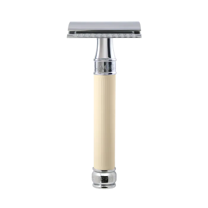 Edwin Jagger DE87 Double Edge Safety Razor Rubber Coated Imitation Ivory