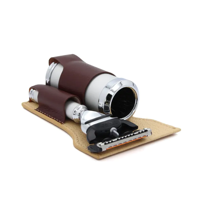 Edwin Jagger Gillette® Fusion® ProGlide® Leather Travel Kit — Brown