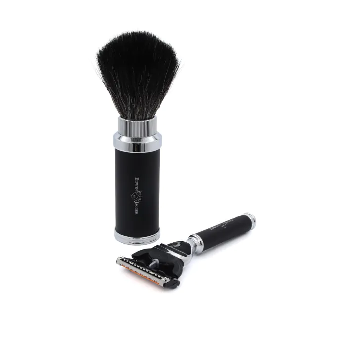 Edwin Jagger Gillette® Fusion® ProGlide® Leather Travel Kit — Black