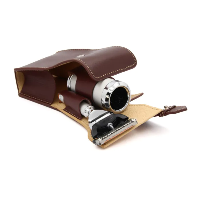 Edwin Jagger Gillette® Fusion® ProGlide® Leather Travel Kit — Brown