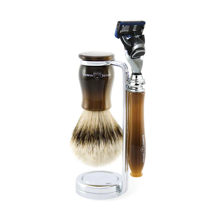 Edwin Jagger Gillette® Fusion® ProGlide® Razor Shaving Set Chatsworth Imitation Light Horn 3pc