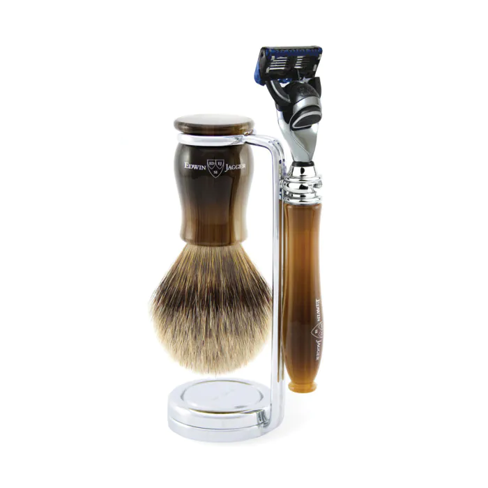 Edwin Jagger Gillette® Fusion® ProGlide® Razor Shaving Set Chatsworth Imitation Light Horn 3pc