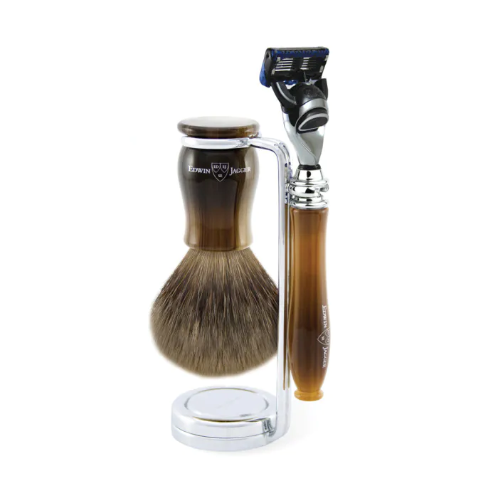 Edwin Jagger Gillette® Fusion® ProGlide® Razor Shaving Set Chatsworth Imitation Light Horn 3pc