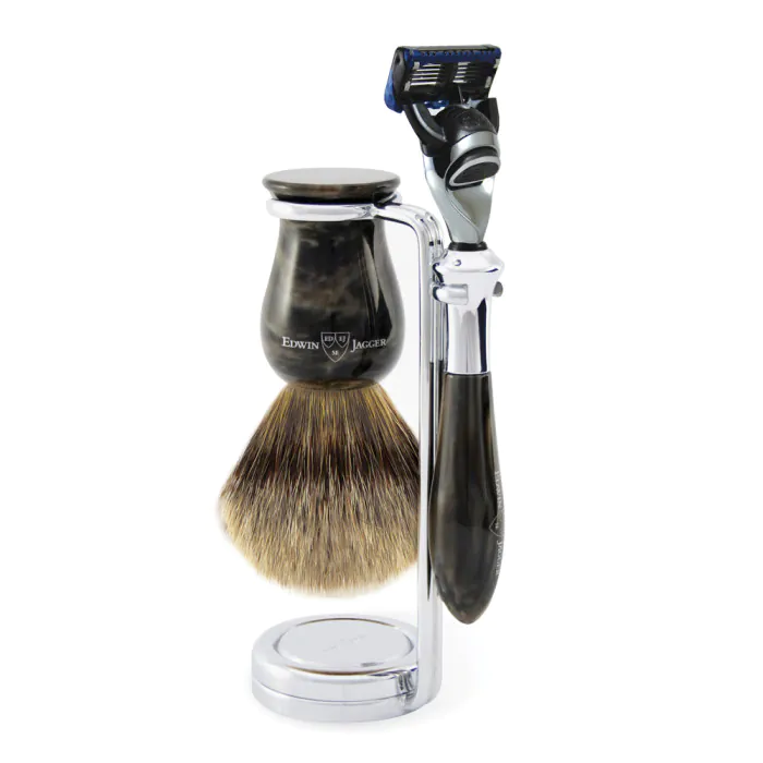 Edwin Jagger Gillette® Fusion® ProGlide® Razor Shaving Set Plaza Imitation Marble Black 3pc