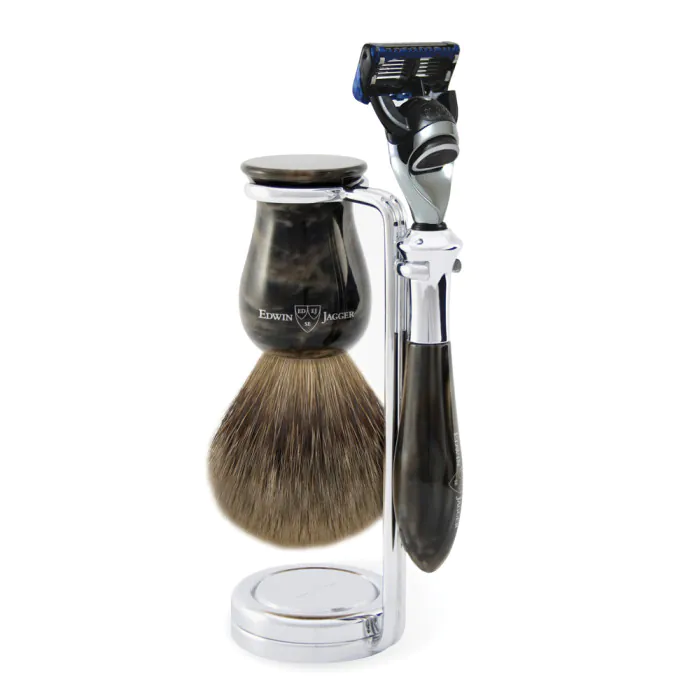 Edwin Jagger Gillette® Fusion® ProGlide® Razor Shaving Set Plaza Imitation Marble Black 3pc