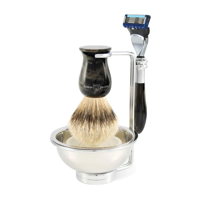 Edwin Jagger Gillette® Fusion® ProGlide® Razor Shaving Set Plaza Imitation Marble Black 4pc