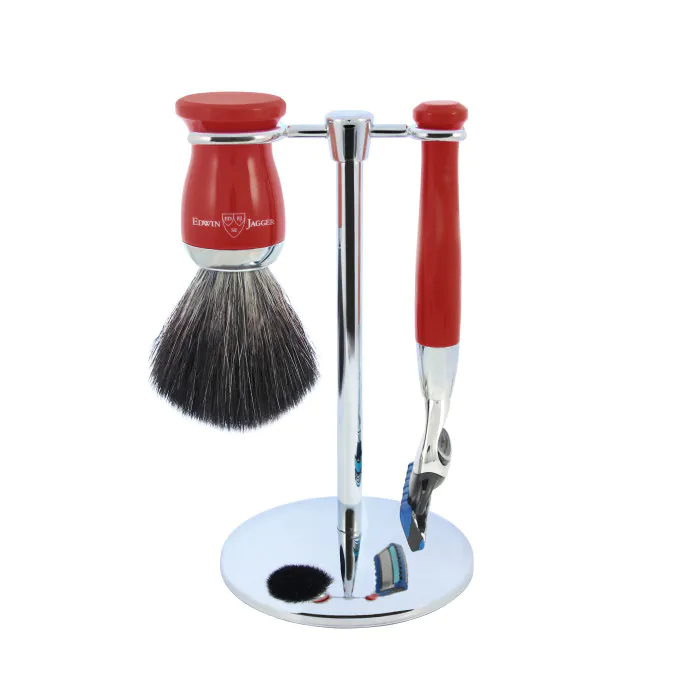 Edwin Jagger Gillette® Fusion® ProGlide® Razor Shaving Set Red 3pc (Black Synthetic)