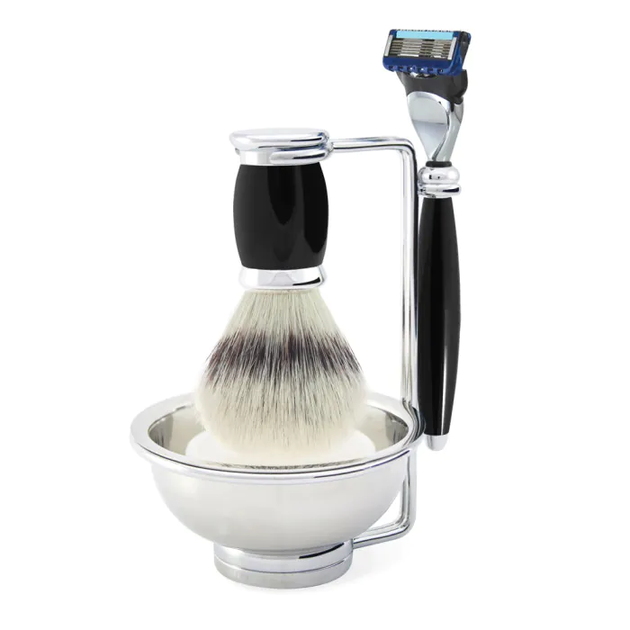 Edwin Jagger Gillette® Fusion® ProGlide® Razor Shaving Set Bulbous Black 4pc