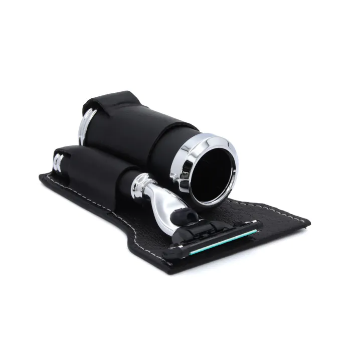 Edwin Jagger Gillette® Mach3® Leather Travel Kit — Black