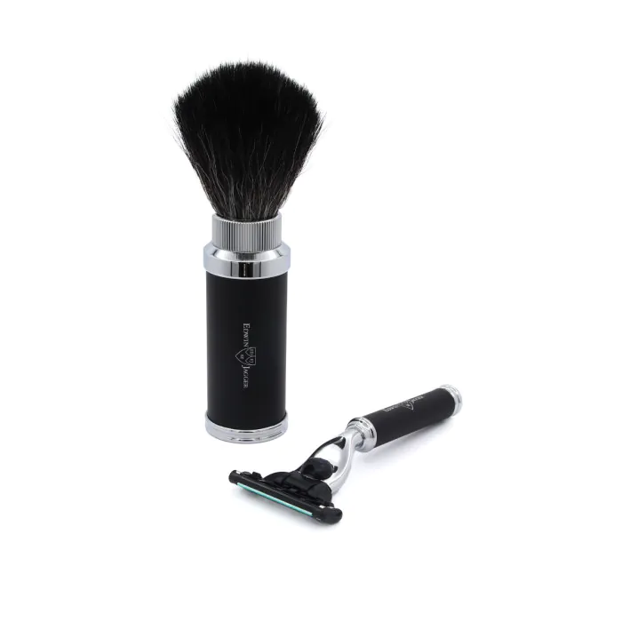Edwin Jagger Gillette® Mach3® Leather Travel Kit — Black
