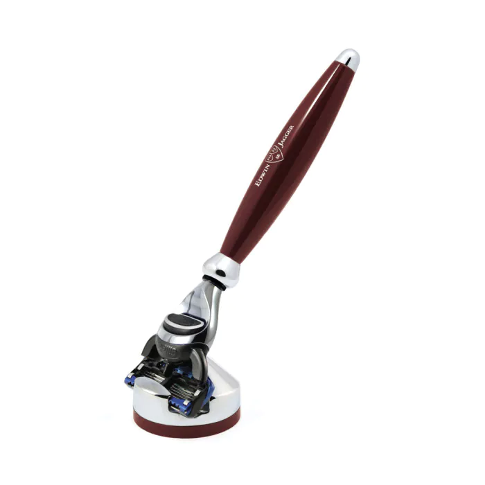 Edwin Jagger Gillette® Mach3® or Fusion® ProGlide® Razor Shaving Set Bulbous Red 2pc