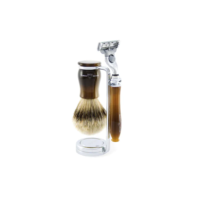 Edwin Jagger Gillette® Mach3® Razor Shaving Set Chatsworth Imitation Light Horn 3pc