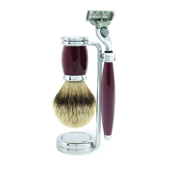 Edwin Jagger Gillette® Mach3® Razor Shaving Set Bulbous Red 3pc