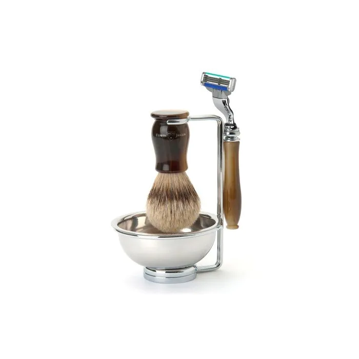 Edwin Jagger Gillette® Mach3® Razor Shaving Set Chatsworth Imitation Light Horn 4pc