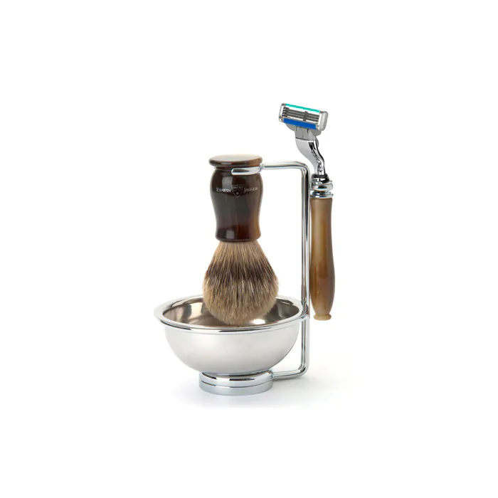 Edwin Jagger Gillette® Mach3® Razor Shaving Set Chatsworth Imitation Light Horn 4pc