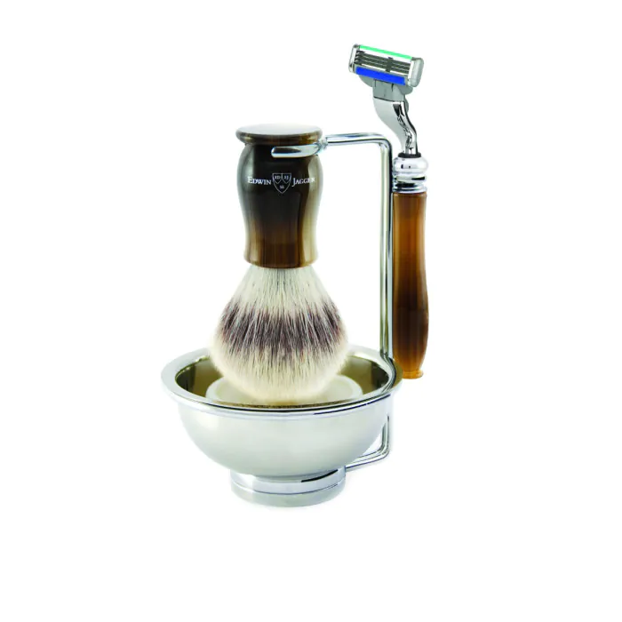 Edwin Jagger Gillette® Mach3® Razor Shaving Set Chatsworth Imitation Light Horn 4pc