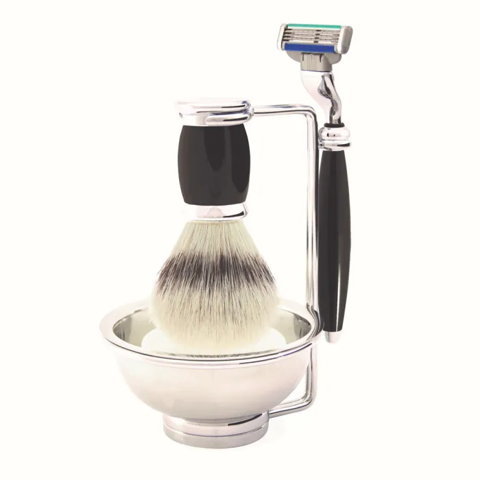 Edwin Jagger Gillette® Mach3® Razor Shaving Set Bulbous Black 4pc