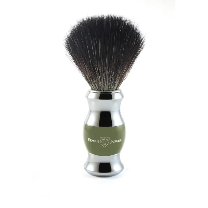 Edwin Jagger Green & Chrome Shaving Brush (Black Synthetic)