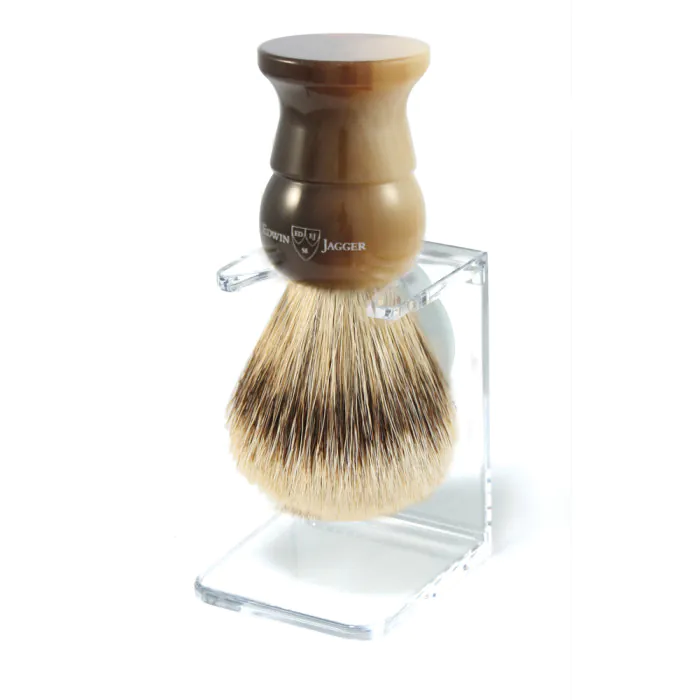 Edwin Jagger Imitation Horn Synthetic Fill Shaving Brush With Stand