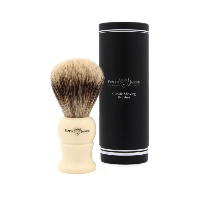 Edwin Jagger Imitation Ivory Shaving Brush (Super Badger)