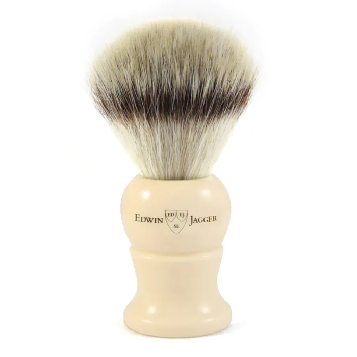 Edwin Jagger Imitation Ivory Shaving Brush (Synthetic Silver Tip)