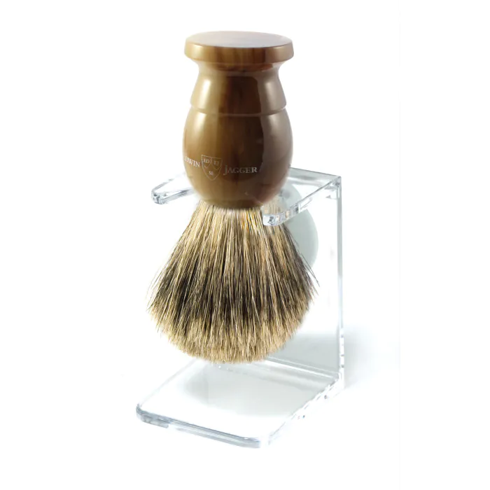 Edwin Jagger Imitation Light Horn Best Badger Shaving Brush With Stand