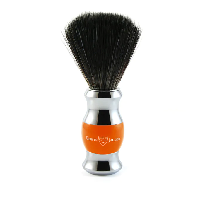 Edwin Jagger Orange & Chrome Shaving Brush (Black Synthetic)