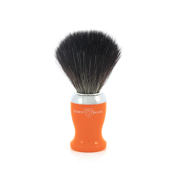 Edwin Jagger Orange Shaving Brush (Black Synthetic)
