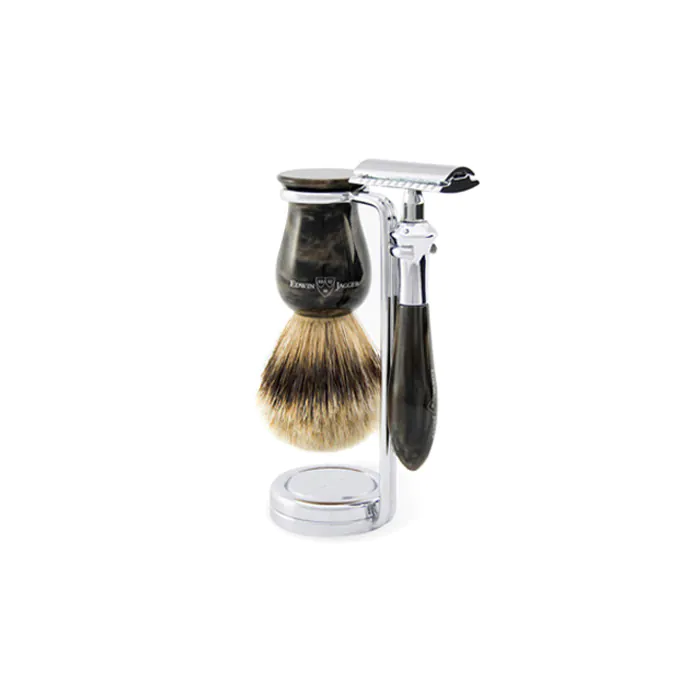 Edwin Jagger Plaza Double Edge Safety Razor Shaving Set – Imitation Black Marble 3-Piece