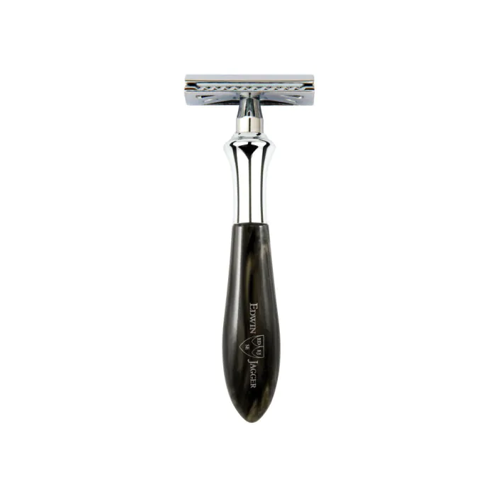 Edwin Jagger Plaza Imitation Black Marble DE Razor + Free Feather Blades
