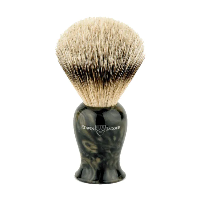 Edwin Jagger Plaza Imitation Black Marble Shaving Brush (Super Badger)