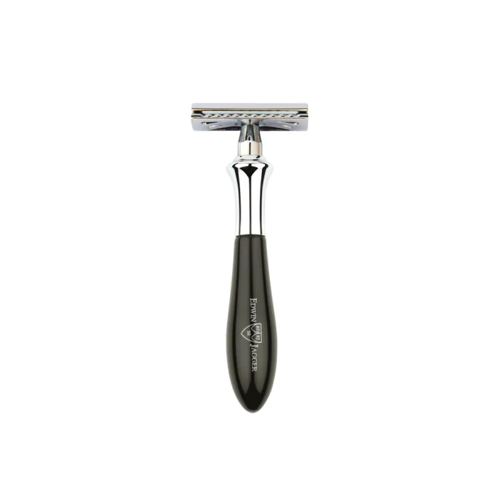 Edwin Jagger Plaza Imitation Ebony DE Razor + Free Feather Blades