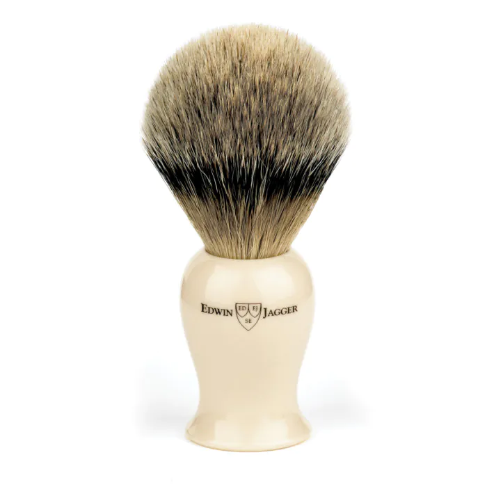 Edwin Jagger Plaza Imitation Ivory Best Badger Shaving Brush