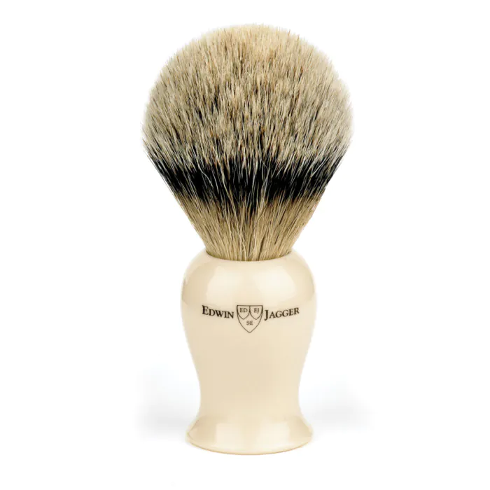 Edwin Jagger Plaza Imitation Ivory Super Badger Shaving Brush