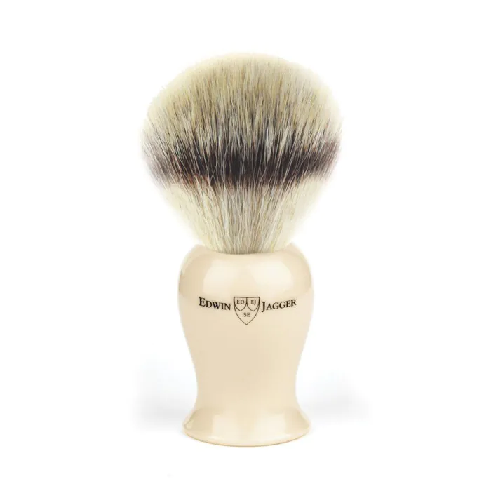 Edwin Jagger Plaza Imitation Ivory Synthetic Silver Tip Shaving Brush