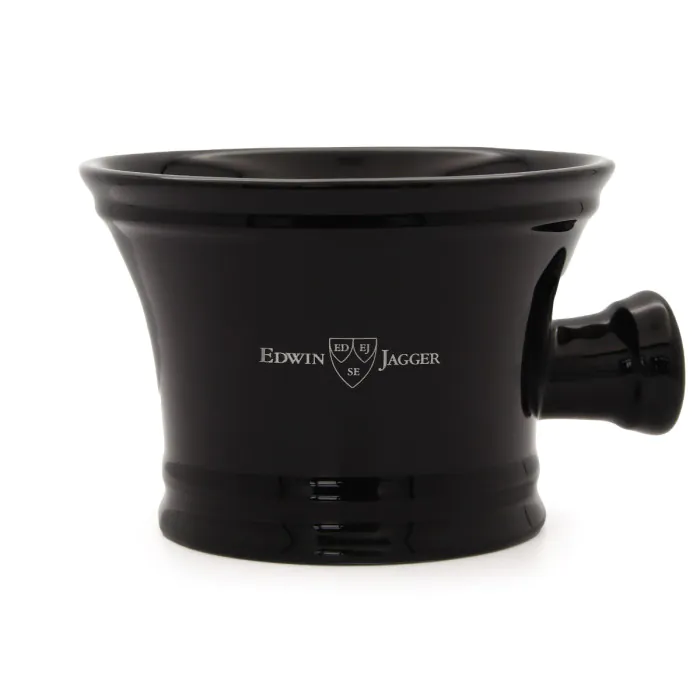 Edwin Jagger Porcelain Black Shaving Bowl (Handle)