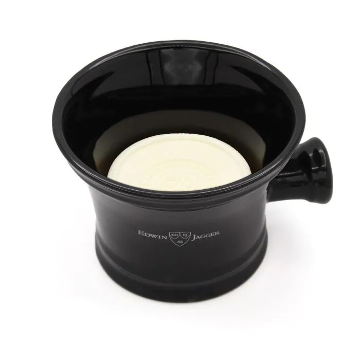 Edwin Jagger Porcelain Black Shaving Bowl (Handle)