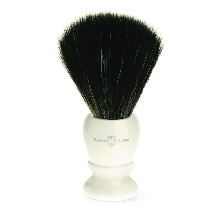 Edwin Jagger Shaving Brush Imitation Ivory (Black Synthetic)