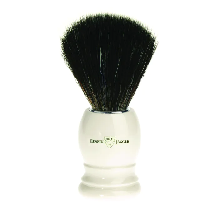 Edwin Jagger Shaving Brush Imitation Ivory (Black Synthetic)