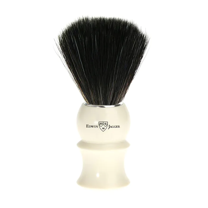 Edwin Jagger Shaving Brush Imitation Ivory (Black Synthetic)