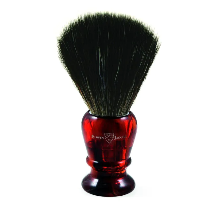 Edwin Jagger Shaving Brush Imitation Tortoiseshell (Black Synthetic)