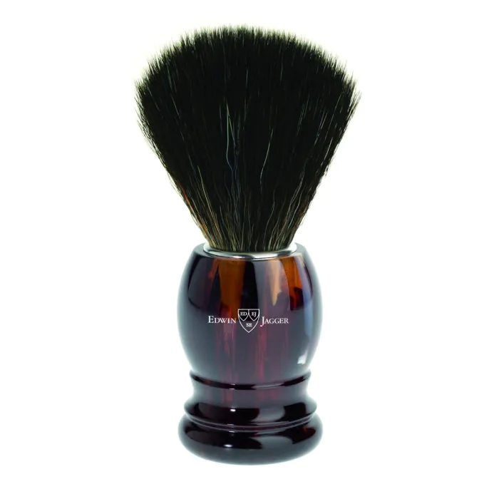 Edwin Jagger Shaving Brush Imitation Tortoiseshell (Black Synthetic)
