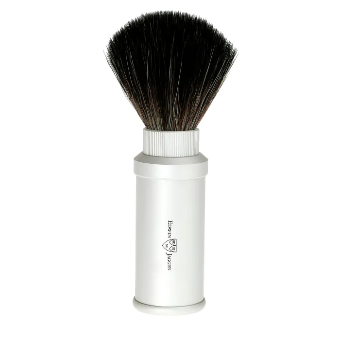 Edwin Jagger Silver Travel Shaving Brush (Black Synthetic)