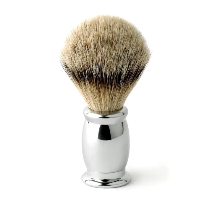 Edwin Jagger Silvertip Badger Shaving Brush Bulbous Chrome